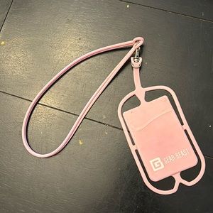 Gear Beast Cell Phone Lanyard - Universal Phone Holder w/ Card Pocket Pink